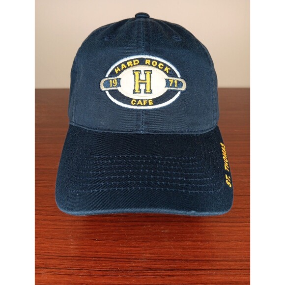 NWT Hard Rock Cafe St. Thomas Strapback Hat Cap Navy Blue Embroidered Cotton - Picture 1 of 6